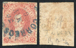 GJ.19c, 5c. 1st printing, with VARIETIES: REVERSED WATERMARK + ...