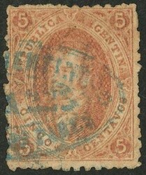 GJ.20, 5c. 3rd printing, with stagecoach mail cancel "UNIÓN ...