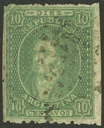 GJ.21, 10c. clear impression, with VARIETIES: Small paper fold in one ...