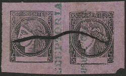 GREAT RARITY: GJ.15, purple, re-joined pair, types 3 and 4, bearing ...