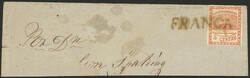GJ.1, 5c. red, on large part of a folded cover with "FRANCA" cancel ...