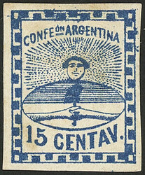 GJ.3A, 15c. PLATE B, dark blue, mint without gum, very fine quality, ...