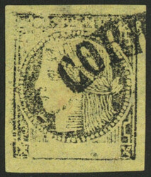 GJ.6, lemon yellow, type 1, very worn impression, with handsome ...