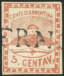 GJ.1e, 5c. with variety "double period after CENTAV", with "FRANCA" ...