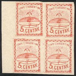 GJ.4, 5c. large figures, composition B, block of 4 consisting of ...