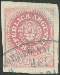 GJ.7, 5c. rose with accent, semi-worn plate, very wide margins, VF ...