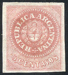 GJ.10, 5c. dull rose, without accent over the U, with ORIGINAL GUM, ...
