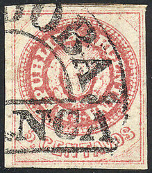 GJ.14, 5c. rose without accent, worn plate, used in Córdoba, VF ...