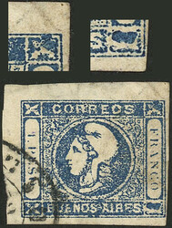 GJ.17, 1P. dark blue, worn impression, with unusual variety: ...
