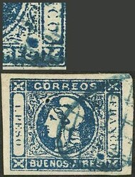 GJ.17A, 1$ indigo, with varieties, used with grid cancel of Buenos ...