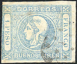 GJ.17A, 1$ worn impression, light milky blue, with dotted ellipse ...