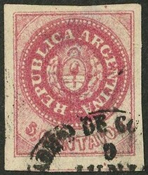 GJ.10B, 5c. without accent, carminish rose, with ellipse cancel of ...