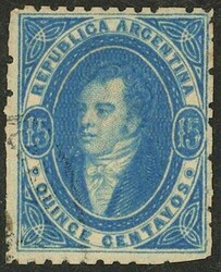GJ.24, 15c. semi-worn impression, blue, very lightly cancelled, superb
