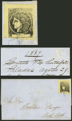 GJ.6, yellow, type 8, franking a folded cover dated SALADAS ...
