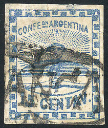 GJ.3, 15c. blue, with FRANCA cancel of Río Cuarto (+150%), tiny thin ...