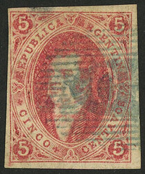 GJ.16, 1st printing imperf, 5c. rose-red, handsome stamp with 4 ...