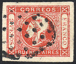 GJ.18, 2P. red, dull impression, splendid example of very large ...