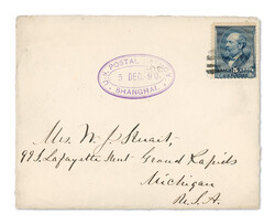 1890 (Dec. 5), Cover from Shanghai to Grand Rapids, MI, franked by US ...