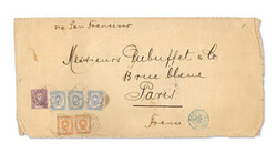 1893 (Feb. 5), "Meiji"-postmarked cover from Kobe to Paris, franked ...