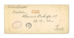 1896 (Aug. 8), Registered cover from Kobe to Paris, an ...