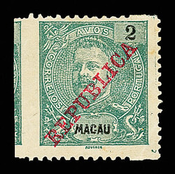 1911, "REPUBLICA" (Local Overprint on King Carlos), 2a gray green, ...