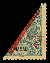 1911, King Carlos, 5a on half of 10a slate blue, red surcharge (Scott ...
