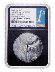 Mongolia, 2020 S1000T Majestic Eagle Ultra High Relief 2 oz.999 ...