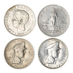 Philippines. Spanish period-early Republic. Quartet of Silver Crowns, ...