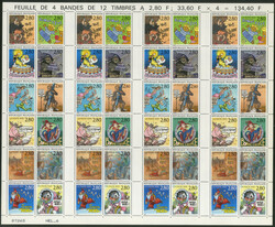 Grußmarken 1993, Zusammendruck-Bogen, enthält 4x das Heftchenblatt ...