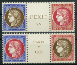 PEXIP-Ausstellung 1937, beide Zusammendrucke aus Block 3, postfrisch, ...