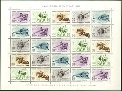 1960, Olympiade, 10 postfrische Zusammendruck-Kleinbogen, ungeknickt ...