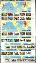 1991-1995, 2. Weltkrieg, alle 5 Zusammendruck-Bogen (1941-1945), ...