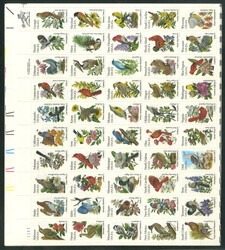 1982, Vögel und Blumen, 10x Zusammendruck-Bogen, postfrisch, ...