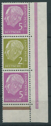 Heuss 1955 (MH 2), postfrischer Zusammendruck aus der rechten unteren ...