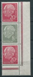 Heuss 1958 (MH 4 X), postfrischer Zusammendruck aus der rechten ...