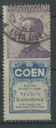 Italien 1924/25, Reklame-Zusammendruck "COEN", gestempelt, ungeknickt ...