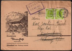 Posthorn 2 Pf., waag. Paar als portogerechte MeF auf ...