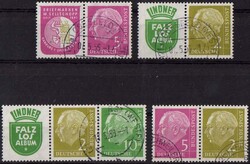 Heuss 1956, 4 waag. Zusammendrucke aus MH 3, nur saubere Rundstempel, ...