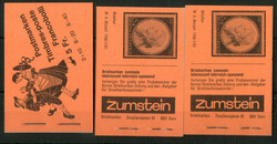 Volksbräuche 1979, drei MH (orange) mit Reklame a, drei verschiedene ...