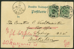 Krone/Adler - 5 Pfg, zwei Marken als portogerechte Mehrfachfrankatur ...