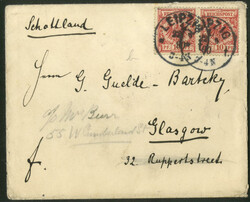 Krone/Adler - 10 Pfg, zwei Marken als portogerechte Mehrfachfrankatur ...