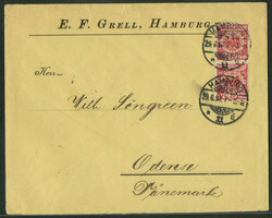 Krone/Adler - 10 Pfg, zwei Marken mit Firmen-Lochung "EG" (E.F. ...