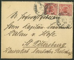 Krone/Adler - 10 Pfg, zwei Marken als portogerechte Mehrfachfrankatur ...