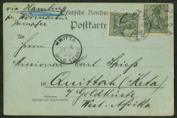 Germania-Reichspost - 5 Pfg, zwei Marken als portogerechte ...