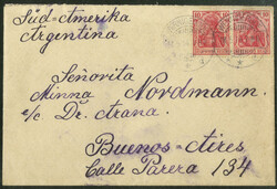 Germania - 10 Pfg, zwei Marken als portogerechte Mehrfachfrankatur ...