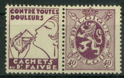 Löwe 1929, postfrischer Reklame-Zusammendruck 40c "Faivre", ...