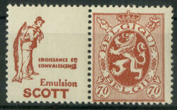 Löwe 1929, postfrischer Reklame-Zusammendruck 70c "Scott - ...