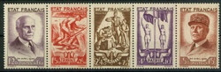 1943, Marschall Pétain, Zusammendruck-Fünferstreifen, postfrisch, ...