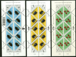 1994-1996, 3 verschiedene Zusammendruck-Bogen mit Dreiecksmarken, ...