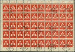 Tag der Briefmarke 1948, gestempelter Bogen vom Letzttag 'COTTBUS 30 ...